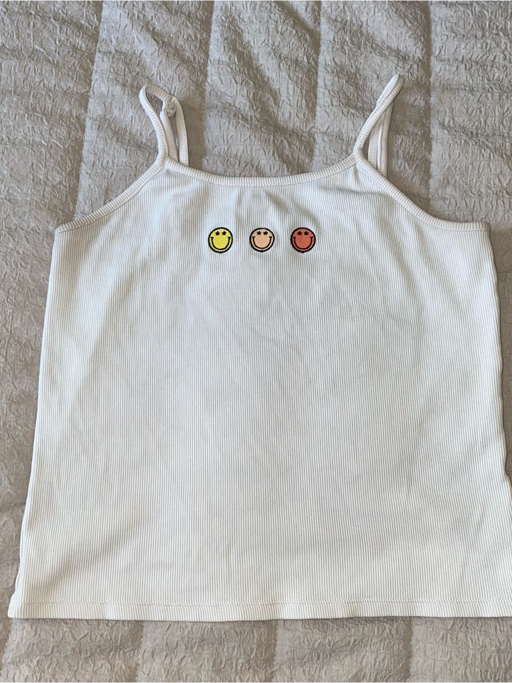 art class White Ribbed Tank Top with Gold Logo